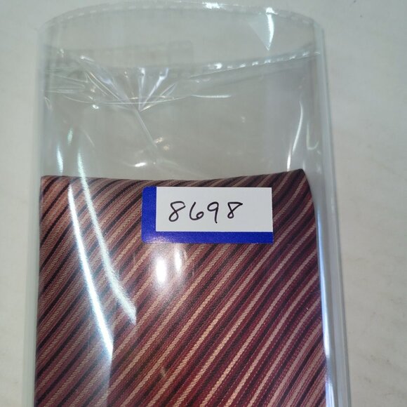 Kenneth Cole Reaction Tie Mens Necktie Red Stripe Silk Handmade Office Preppy - Picture 7 of 7